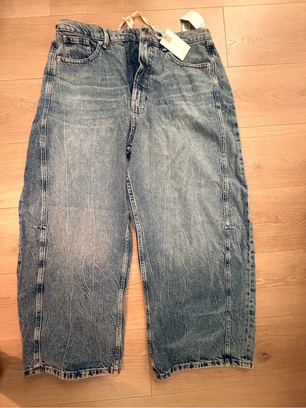 Good American High-Rise Barrel Jeans - Light Wash Blue
